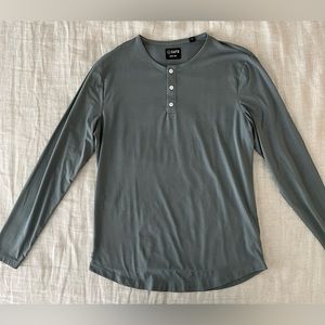 Cuts Men’s Medium Long Sleeve Curved Hem Henley - Sage